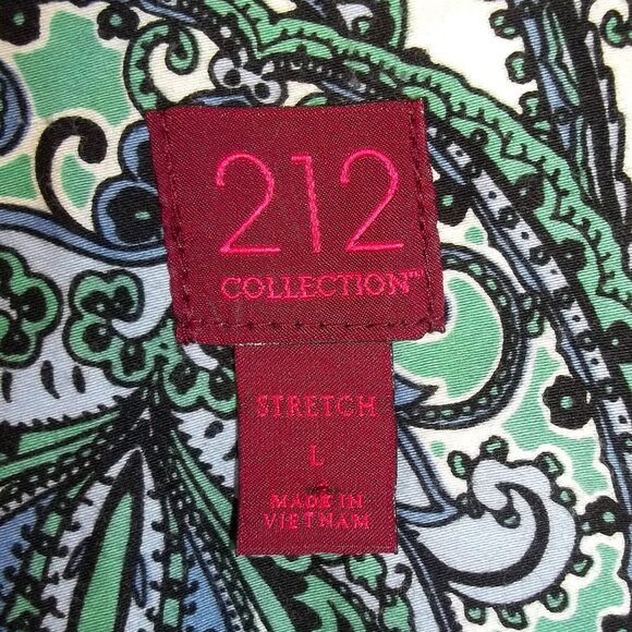 212 Collection Womens Blouse Size Large Button Down Paisley V-Neck Green Blue - Picture 4 of 6